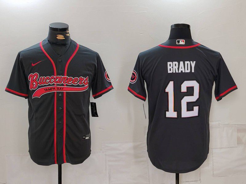 Men Tampa Bay Buccaneers #12 Brady Grey Joint Name 2024 Nike Limited NFL Jersey style 2->tampa bay buccaneers->NFL Jersey